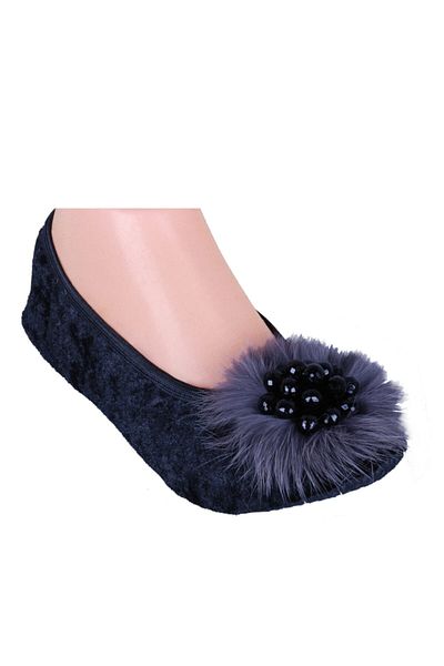 PATİK Smoked Feather & Black Brooch Women's Kitty Foldable Portable Home Flats in Bag
