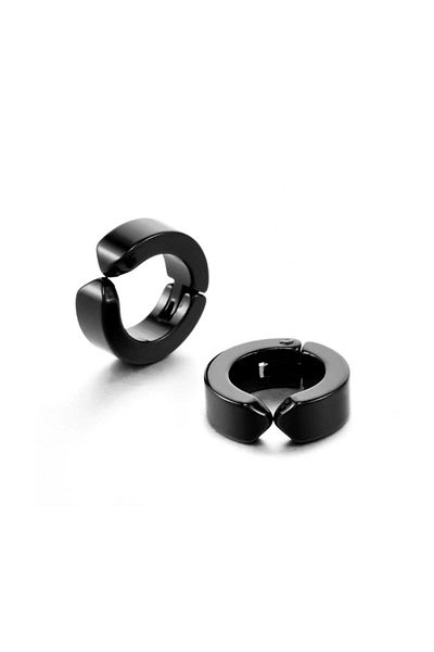 Baykuş Men's Compression Non-Hole Steel Double Earrings
