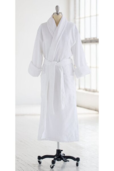 NAVAL MARIN Halat de baie moale de lux unisex din catifea albă