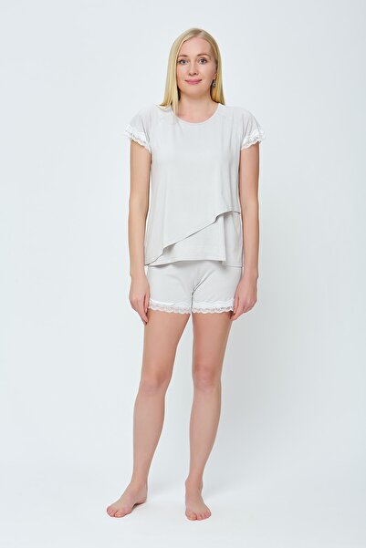 Motherway Жіночий сірий бавовняний комплект піжами для годування та вагітних