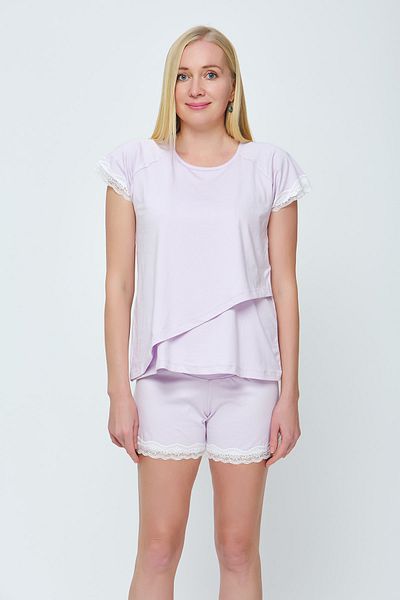 Motherway Women's Maternity Pajama Set with Lilac Cotton Shorts