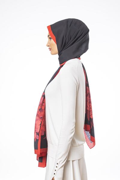 19V69 ITALIA Red Black Modal Shawl Modal Series 75x200 Cm With Scarf Hanger And Gift Set