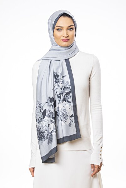 19V69 ITALIA Navy Blue Gray Modal Shawl Modal Series 75x200 Cm With Scarf Hanger And Gift Set