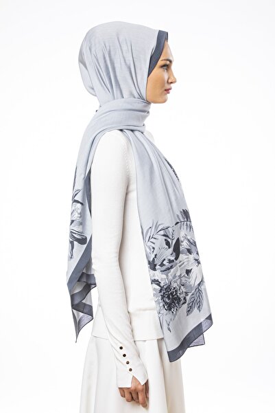 19V69 ITALIA Navy Blue Gray Modal Shawl Modal Series 75x200 Cm With Scarf Hanger And Gift Set