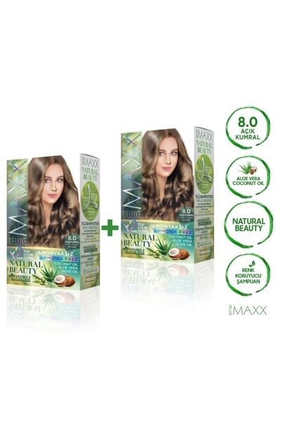 MAXX DELUXE 2'li Natural Beauty Amonyaksız Set Saç Boyası 8.0 Açık Kumral