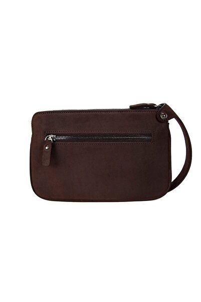 KANGAROO KINGDOM Koyu Kahverengi Erkek Portföy El Çantası Clutch Hakiki Dana ...