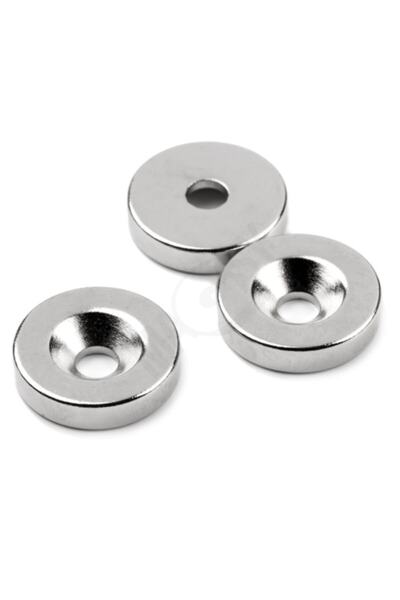 Dünya Magnet 3 Adet D15m x 10/5,5mm x 3mm Havşa Delikli Güçlü Neodyum Mıknatıs