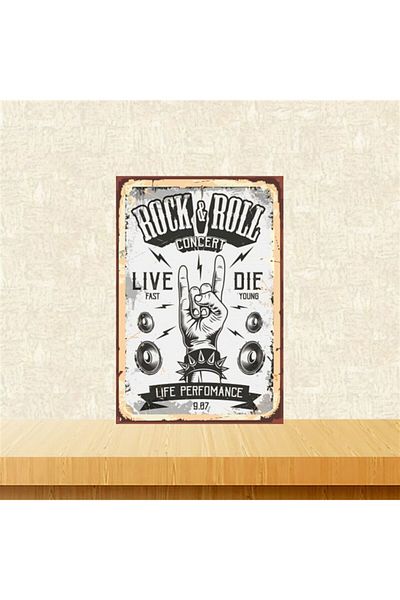 TAKIFİX Rock&roll Life Performance 20-30 cm Ρετρό Ξύλινο Πίνακα Tkfx5318
