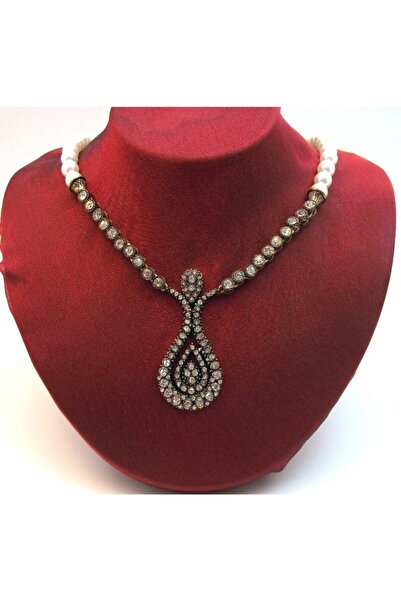 Aşina Gümüş Yeni Yıl Hediyesi Elmas Montür Lale Inci Kılıps Kolye