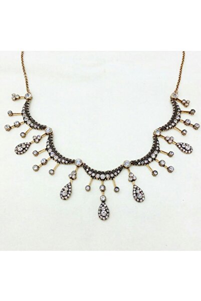 Aşina Gümüş Yeni Yıl Hediyesi Kadın Nazende Elmas Montur Gerdanlık Kolye