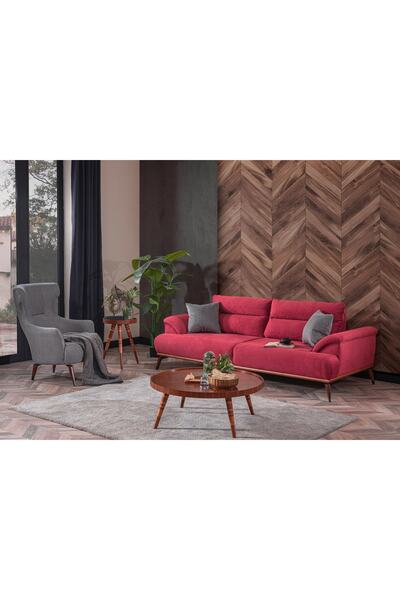 Weltew Home Milano Koltuk Takımı 3+1 (kırmızı-gri)