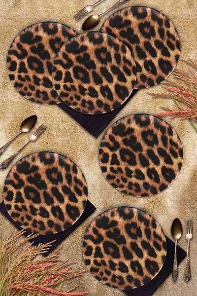 Keramika 20 cm Leopard Patterned Cake Plate - 6 Pieces