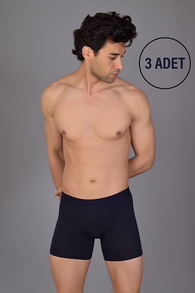 COTBOXER Navy Blue Solfej 3 Pack - Ανδρικά μποξεράκια από βαμβάκι και λύκρα