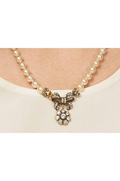 Aşina Gümüş Yeni Yıl Hediyesi Muhteşem Yüzyıl Papatya Elmas Montür Inci Kolye