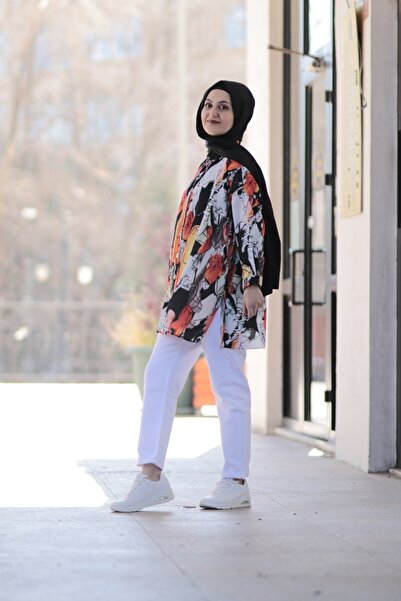 Zey&Ka Butik Kadın Siyah Dijital Baskı Tunik