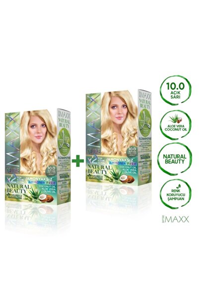MAXX DELUXE 2' li Natural Beauty Amonyaksız Set Saç Boyası 10.0 Açık Sarı