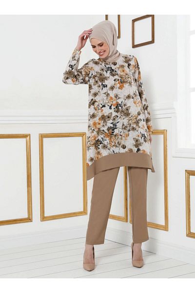 Tavin Women's Mink Tunic Trousers Double Set