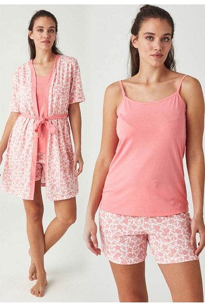 Mod Collection Women's Pink Shorts Athlete Dressing Gown Set