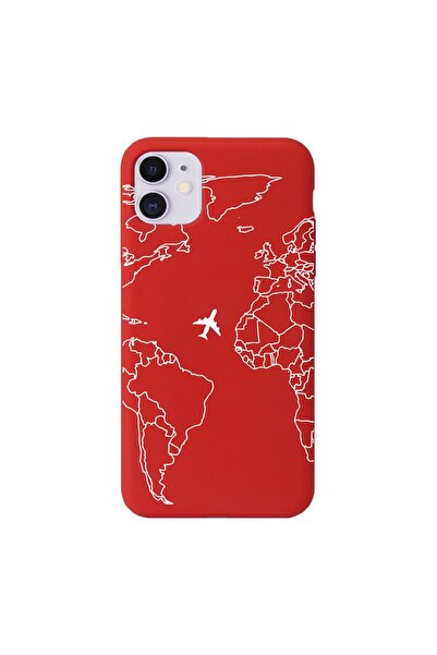 shoptocase Iphone 11 Uyumlu Çizgisel Dünya Haritası Desenli Kılıf