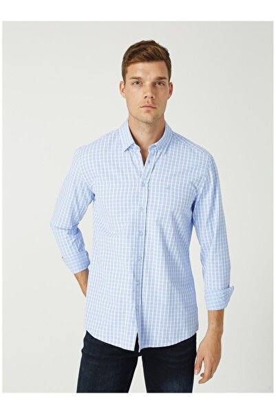 Pierre Cardin Erkek Mavi Kareli Gömlek