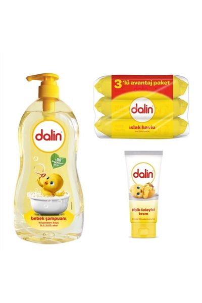 Dalin 700mlBaby Shampoo + Diaper Rash Cream 100ml+ 3x56 Wet Towel Set