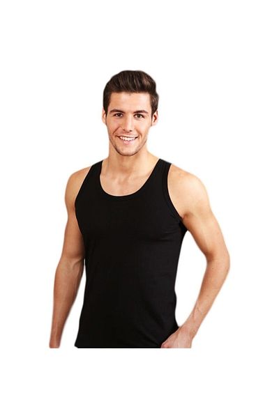 Berrak 1022 Men's Combed Cotton Black Undershirt Pack of 6
