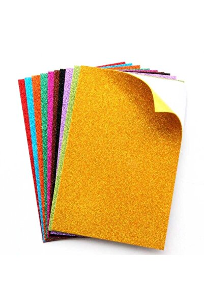 Hobialem 10 Renk, Simli, Yapışkanlı, Eva, A4 Boyutunda, Hobi, Okul, El Işi