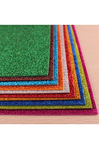 Hobialem 10 Renk, Simli, Yapışkanlı, Eva, A4 Boyutunda, Hobi, Okul, El Işi