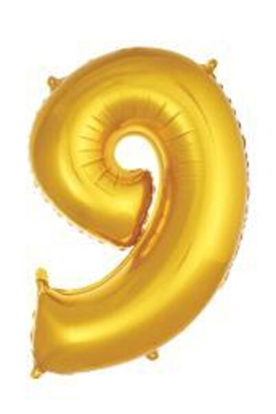 ikm balon بالون فويل ذهبي اللون رقم "9" - 40 بوصة (100 سم)