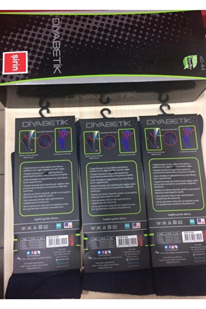 Şirin Diabetic Diabetic Socks Bamboo Seamless Navy Blue Color Men's 3 Pieces