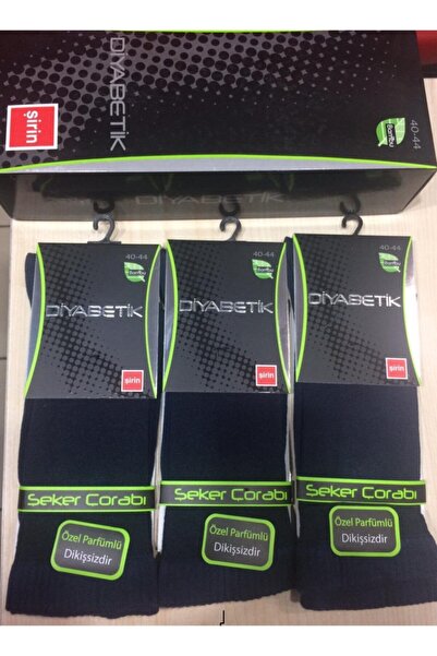 Şirin Diabetic Diabetic Socks Bamboo Seamless Navy Blue Color Men's 3 Pieces