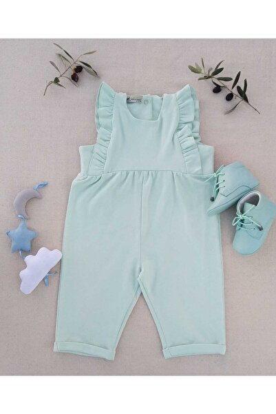 Bee Organic Cotton طقم فستان ريفي باللون الأخضر المائي للفتيات الصغيرات
