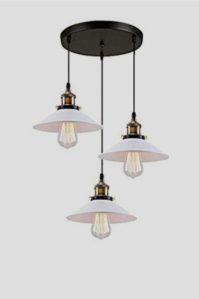 demet habek mylights S Retro Rustik Üçlü Metal Sarkıt Rustik Avize