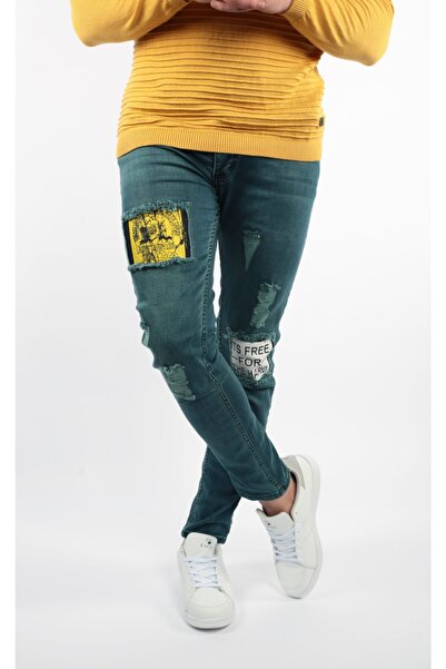 Factor Erkek Dark Berk Jean Slim Fit Dar Kesim Yıpratmalı Kot Pantolon F81006