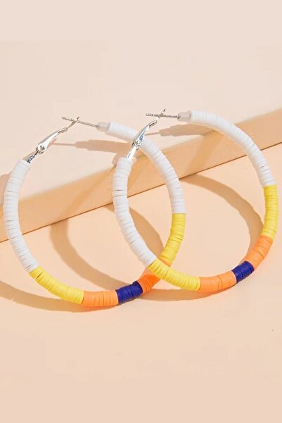 ESUSO حلق نسائي من الخرز فيمو باللون الأصفر والبرتقالي