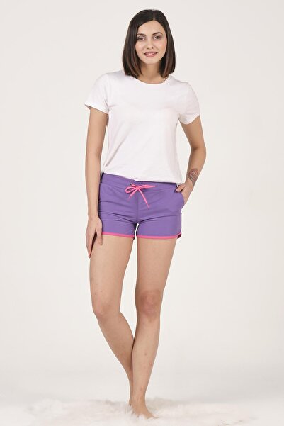 NAP Düz Mor Renkli Kadın Deniz Şortu