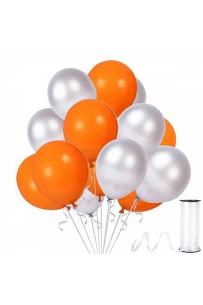 Acar Süs Metallic Orange Silver Balloon 12 Inch 100 Pieces