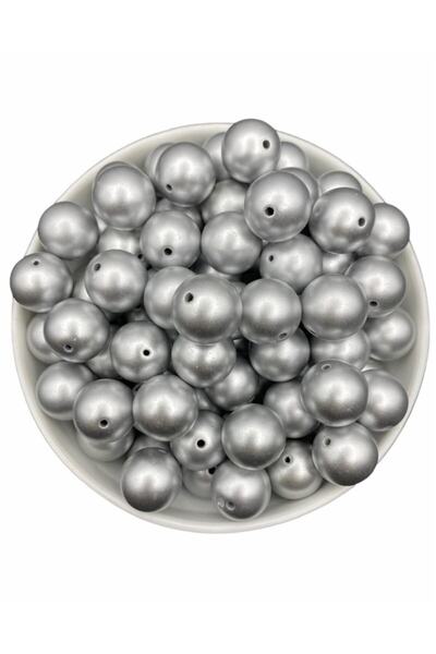Hedef Bijuteri 18mm Matte Metallic Gray Color Beads (100gr~35 Beads)