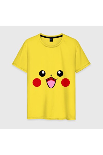 GALASHOP تي شيرت رجالي مطبوع بنمط بيكاتشو باللون الأصفر
