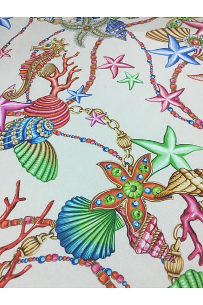 feminen Polyester Matte Satin Ocean Pattern Fabric