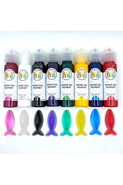 HOBİFLEX Epoksi Reçine Sıvı Pigment Boya Transparan Büyük Set 8 Renk 60 ml (4...