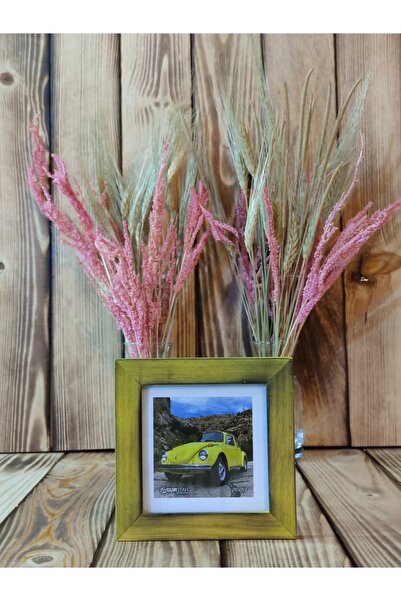 imzDepo Yakma Sarı Ahşap Çerçeve 10x10 Cm