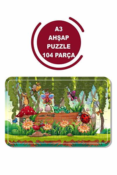 Baskı Atölyesi Kelebekler Ve Arkadaşları A3 104 Parça Ahşap Puzzle