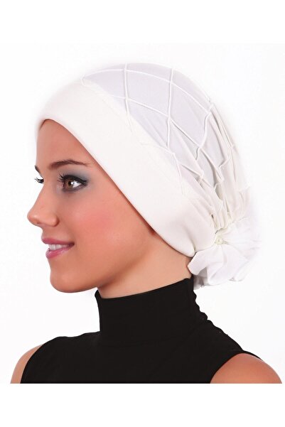 fidan bone Accesoriu din șifon cu nervuri de lux, turban pregătit crem, bonetă pentru hijab, potrivită pentru uz medical