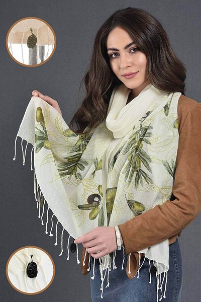Dosimira Olive Lace Cotton Shawl