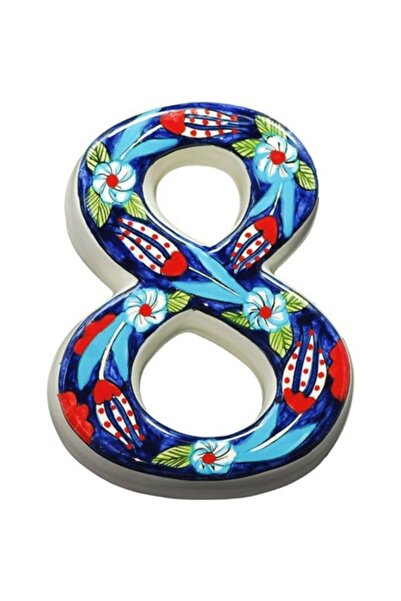 Yılmazel 3 Renk Seçenekli El Yapımı Seramik Kapı Numarası, Kapı Numaraları 8 Lacivert