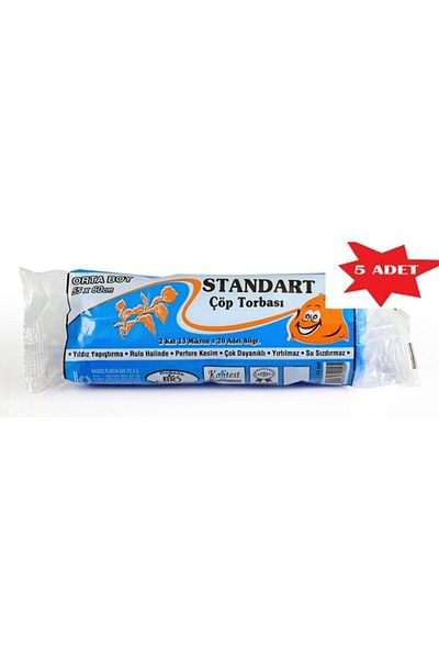 KAZANÇ Plastic Standard Medium Garbage Bag 55x60 80 Grm 13 Micron 5 Rolls
