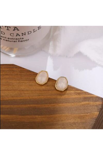 AKCstore Tetra Beyaz Gold Küpe