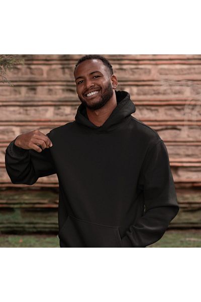 Raf Coll Unisex Black Hooded Sweatshirt Back Digital Printed