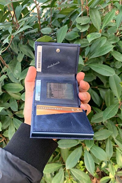 Dodo4men Унісекс темно-синій шкіряний гаманець з механізмом